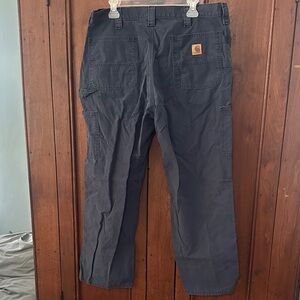 Carhartt Men's Dark Blue Cargo Work Pants with Logo Patch